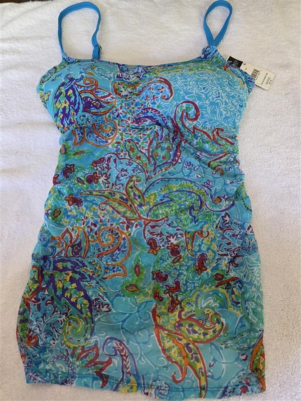 NWT Ralph Lauren 6 Maillot Tankini Swim Top Blue Paisley 128457