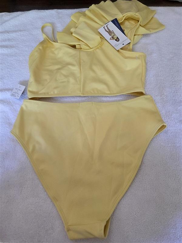 NWT Habitual Kids 14 Byanca Asymmetrical Bikini Top & Bottom Yellow 128464