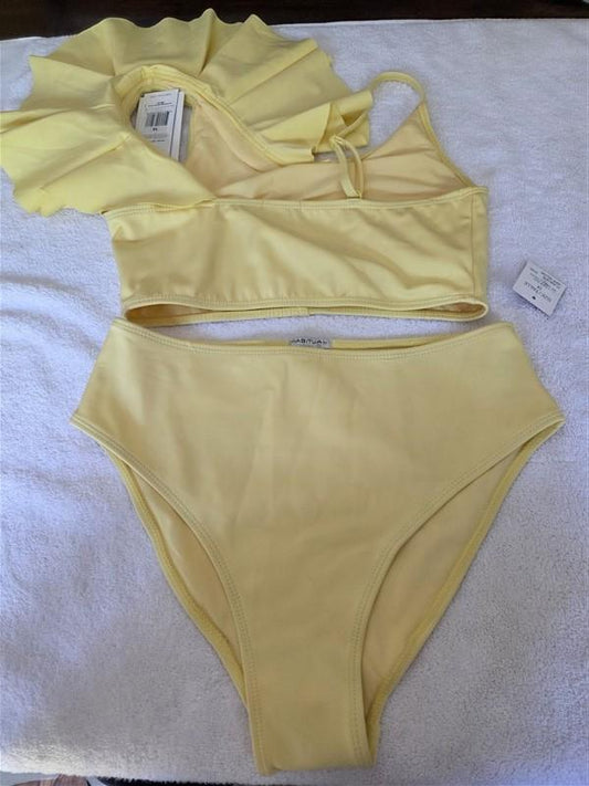 NWT Habitual Kids 14 Byanca Asymmetrical Bikini Top & Bottom Yellow 128464