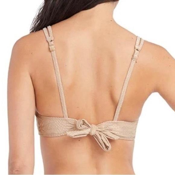 NWT Robin Piccone XS Chain Tan Snake Skin Bikini Swim Top 128465