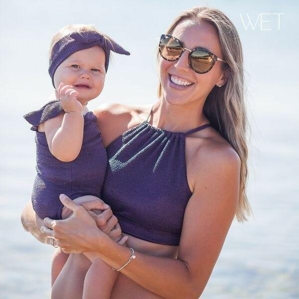 NWT Wet LA M Honu Marina Top Classic Bikini Top Eggplant Purple 128472