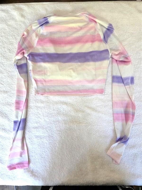 NWT Wet LA XS Watercolor Stripe Rash Guard Long Sleeve Bikini Swim Top 128477