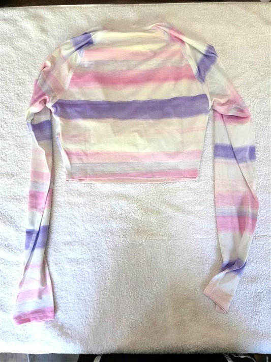 NWT Wet LA XS Watercolor Stripe Rash Guard Long Sleeve Bikini Swim Top 128477