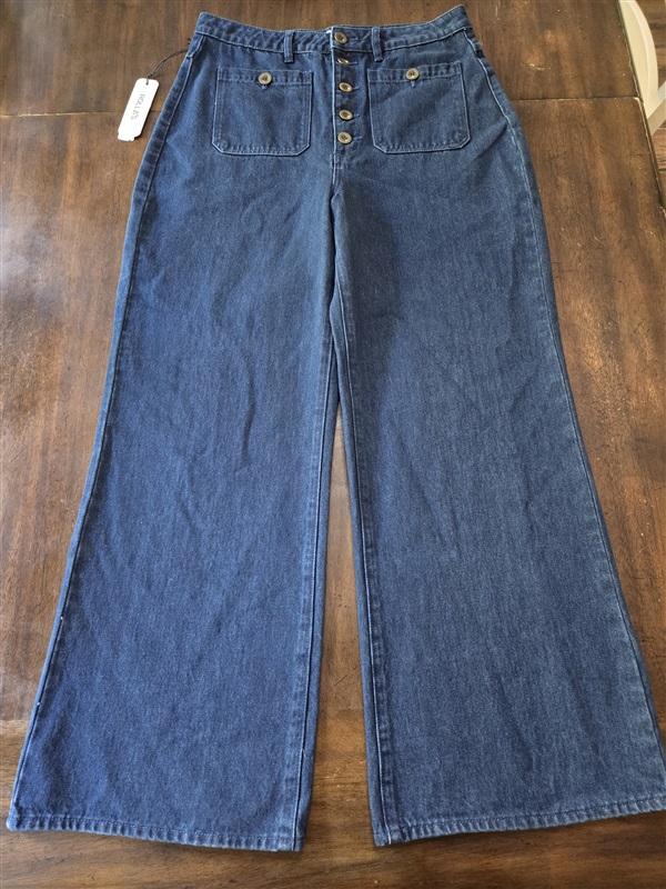 NWT Rolla's 32 Studio Flare Lou Button Fly Blue Sailor Jeans Dungarees 128483