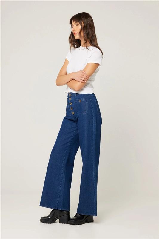 NWT Rolla's 32 Studio Flare Lou Button Fly Blue Sailor Jeans Dungarees 128483