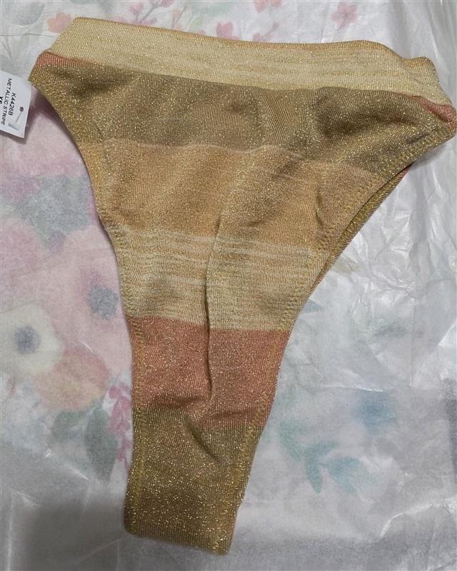 NWT Wet LA XS Metallic Stripe Hi Rise Swim Bikini Bottom 128488