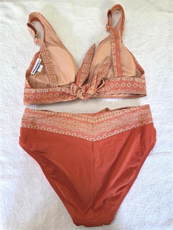 NWOT Robin Piccone M Isla Triangle Bikini Swim Top & Bottom Terra Cotta 128490