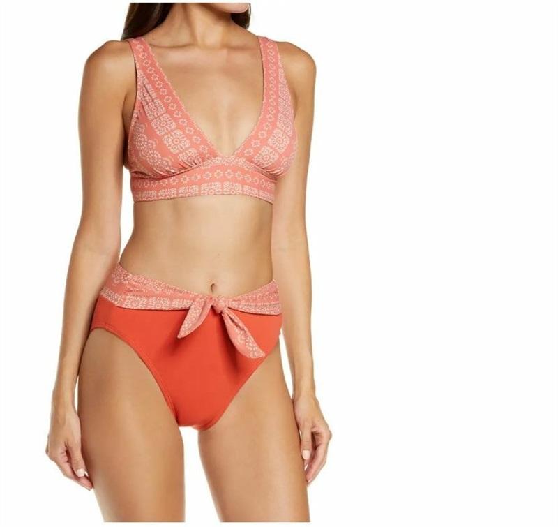 NWOT Robin Piccone M Isla Triangle Bikini Swim Top & Bottom Terra Cotta 128490