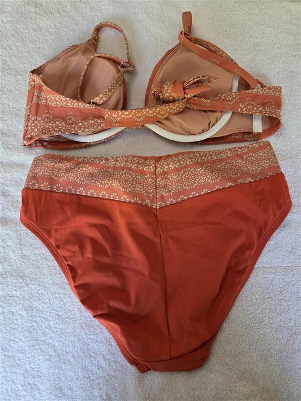 NWT Robin Piccone M Isla Bikini Swim Top & Bottom Terra Cotta Orange 128493