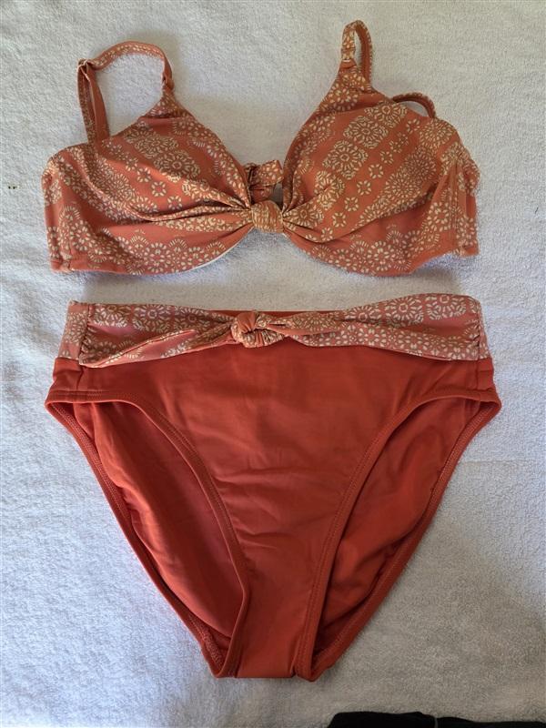 NWT Robin Piccone M Isla Bikini Swim Top & Bottom Terra Cotta Orange 128493