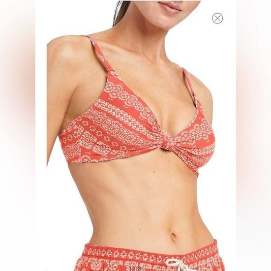 NWT Robin Piccone M Isla Bikini Swim Top & Bottom Terra Cotta Orange 128493