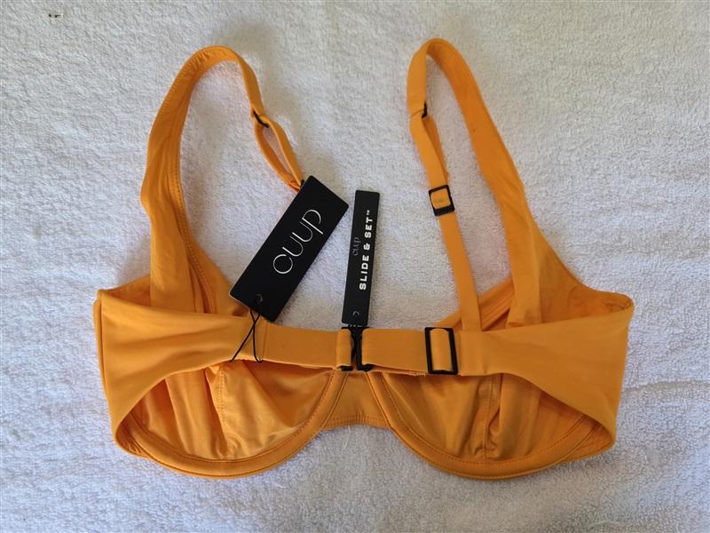 NWT CUUP 30F 32E Scoop Underwire Nectar Orange Bikini Swim Top 128494
