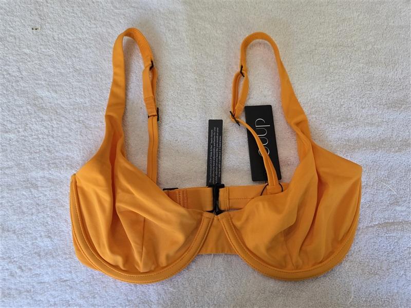 NWT CUUP 30F 32E Scoop Underwire Nectar Orange Bikini Swim Top 128494