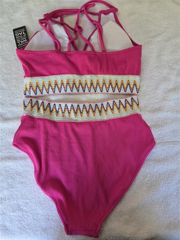 NWT BMJL M Push Up Top High Waist Bottom Bikini Set Hot Pink 128495