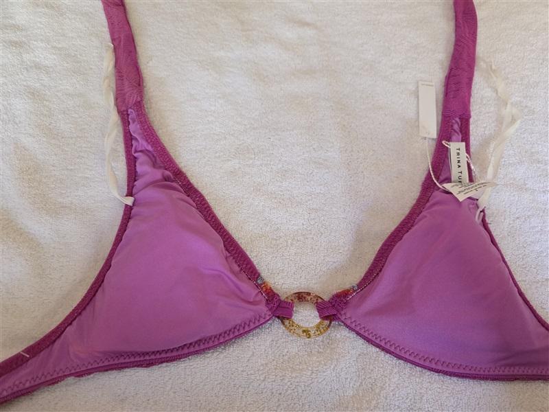 NWT Trina Turk 8 Tulum Jacquard Halter Bikini Top Pink 128499