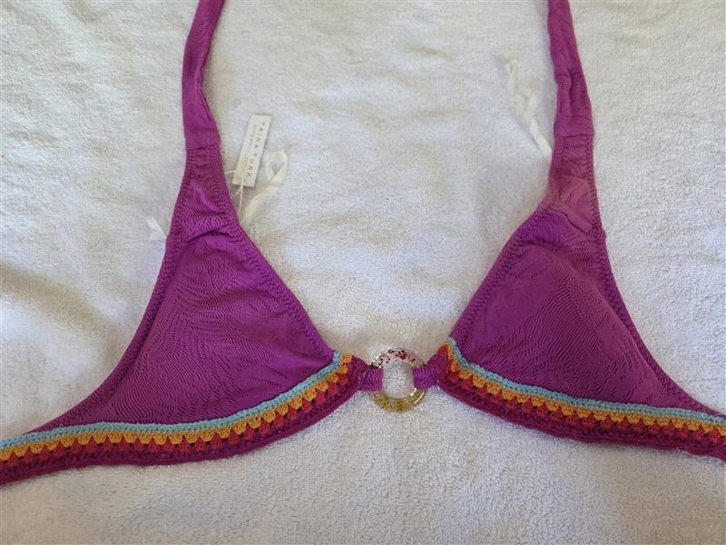 NWT Trina Turk 8 Tulum Jacquard Halter Bikini Top Pink 128499
