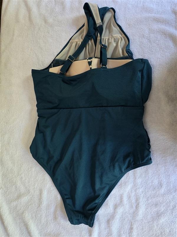 NWOT Swimsuits For All 16 High Neck Wrap Shimmer Green 1PC Swimsuit 128503