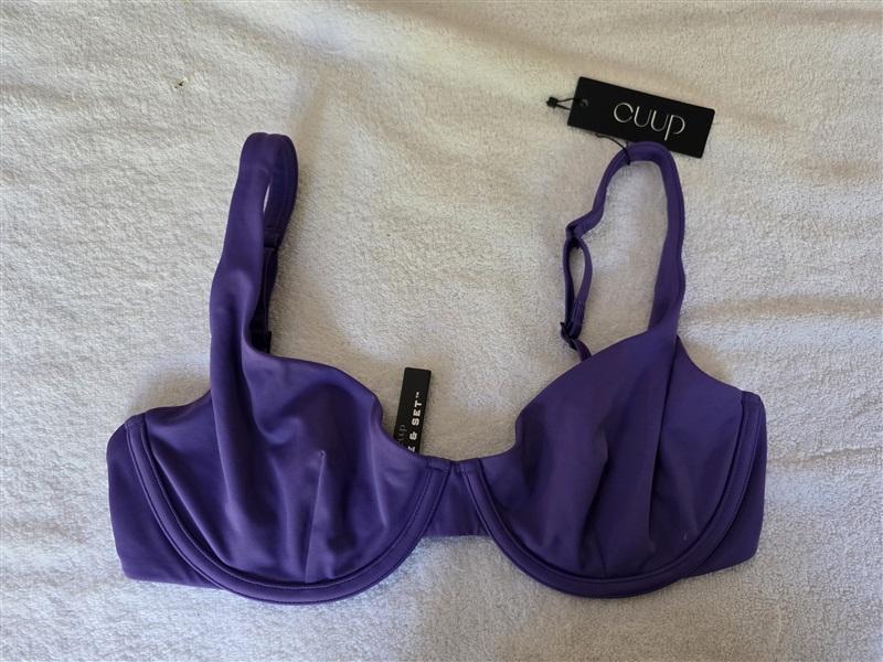NWT CUUP 34E 36D Scoop Underwire Ultraviolet Purple Bikini Swim Top 128505
