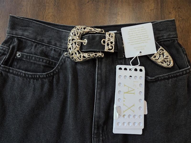 NWT Le' AL.X 26 High Rise Straight Leg Western 5-Pocket Jeans Black 128512
