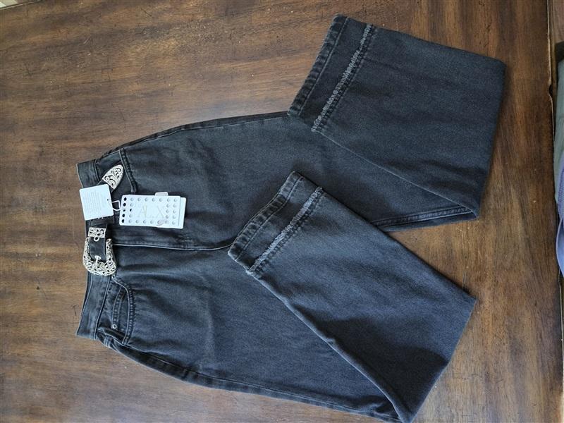 NWT Le' AL.X 26 High Rise Straight Leg Western 5-Pocket Jeans Black 128512