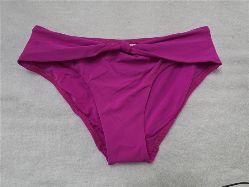 NWOT Robin Piccone L Hot Pink Knot Front Bikini Swim Bottoms 128528