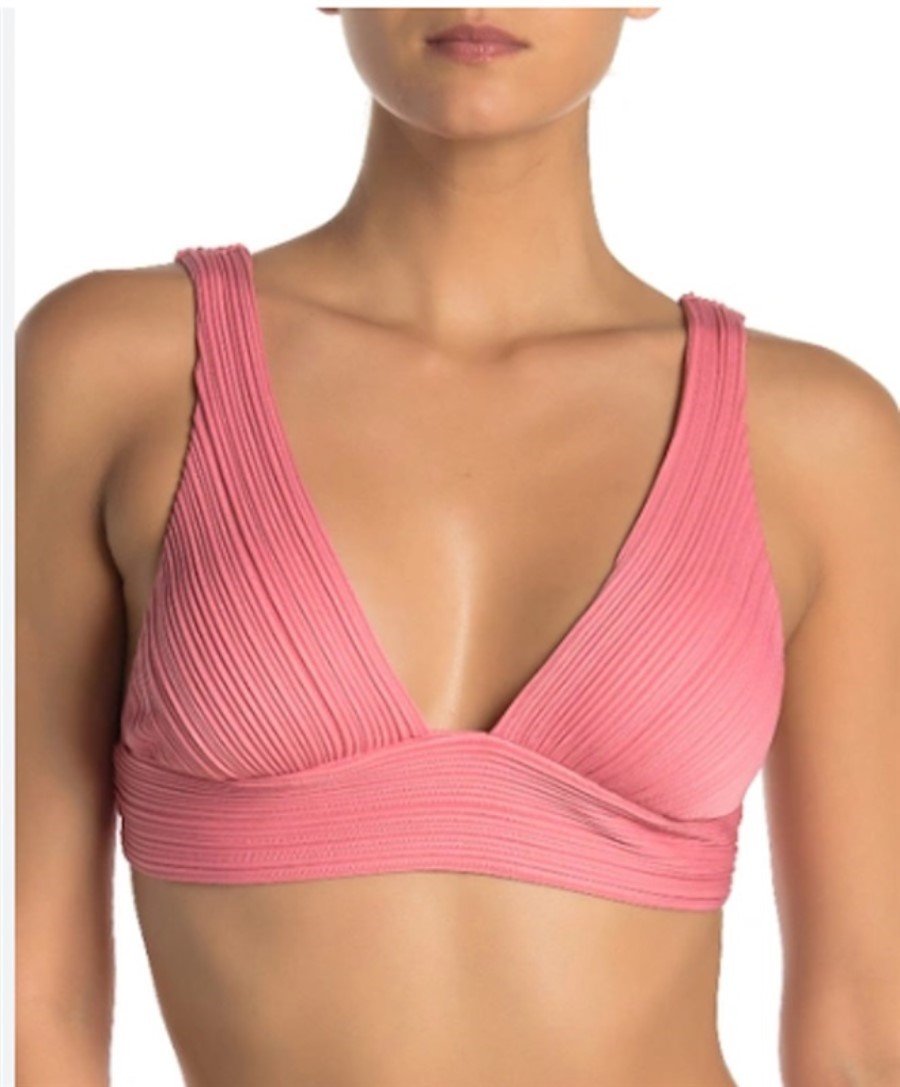NWOT Robin Piccone XS Lily V Bikini Top Pink 128530