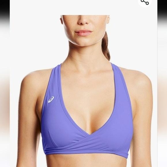 NWT Asics M Racerback Reversible WRAP Sports Bra Purple Pink 128535