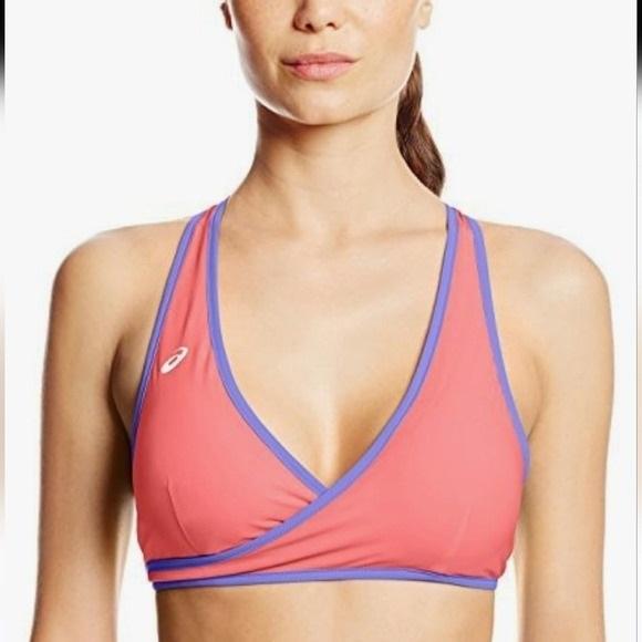 NWT Asics M Racerback Reversible WRAP Sports Bra Purple Pink 128535