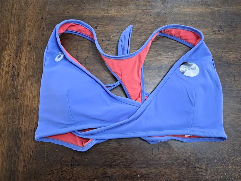 NWT Asics M Racerback Reversible WRAP Sports Bra Purple Pink 128535