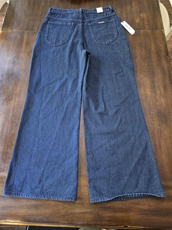 NWT Rolla's 30 Studio Flare Lou Button Fly Blue Sailor Jeans Dungarees 128536