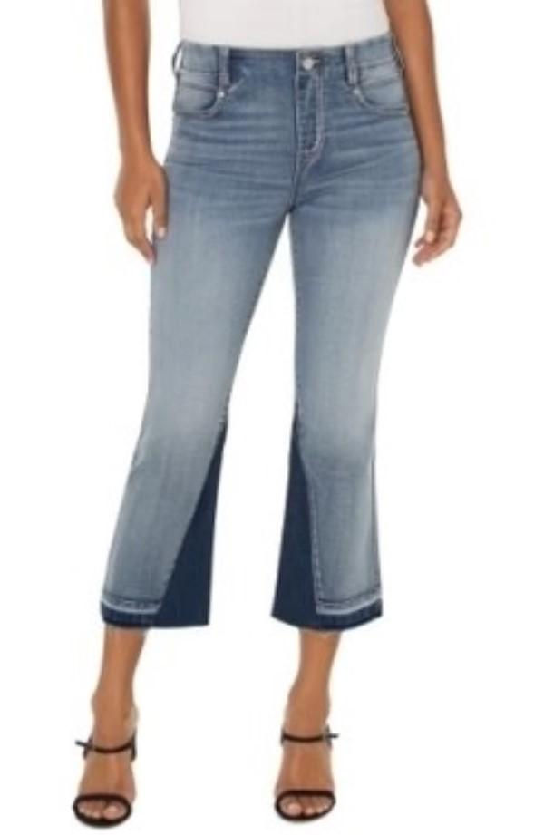 NWT Liverpool 10 30 Gia Glider Raw Hem Flare Crop Pant Alverstone 128537