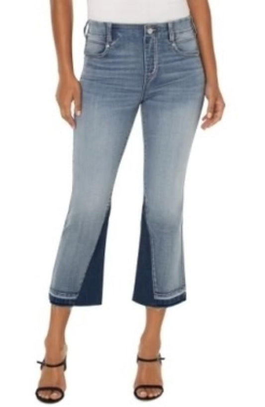 NWT Liverpool 10 30 Gia Glider Raw Hem Flare Crop Pant Alverstone 128537