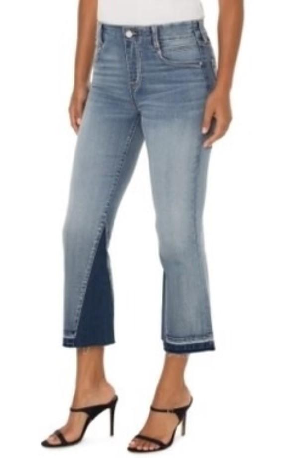 NWT Liverpool 10 30 Gia Glider Raw Hem Flare Crop Pant Alverstone 128537