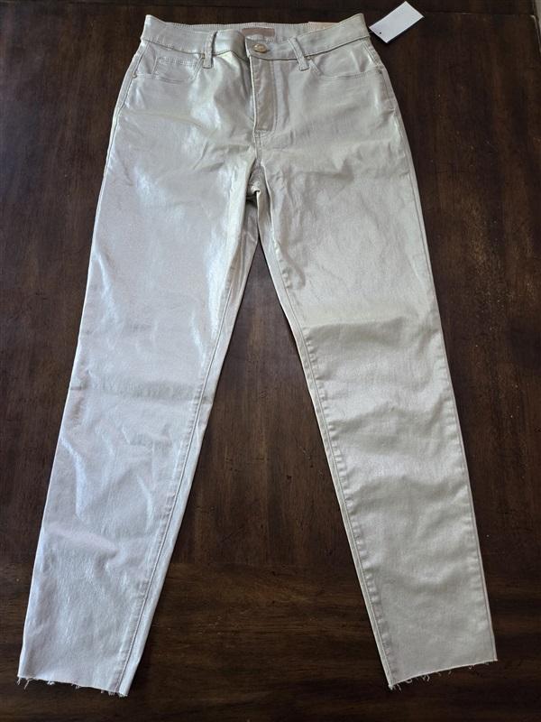 NWT Gibson Latimer 16 Perfect Fit Slim Leg Coated Jeans Pearl White 128538