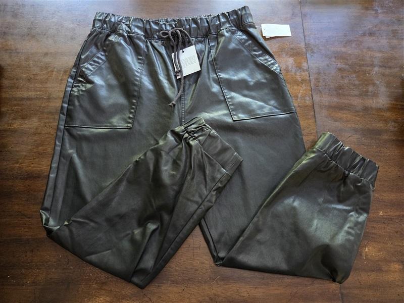 NWT Cloth & Stone XL Faux Leather Jogger Pants Black 128539