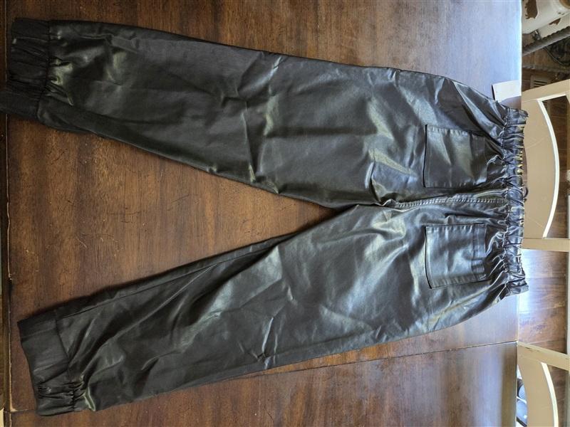 NWT Cloth & Stone XL Faux Leather Jogger Pants Black 128539