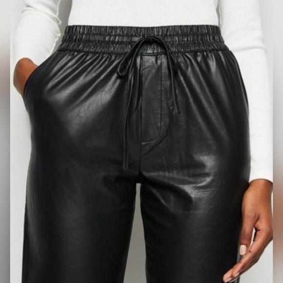 NWT Cloth & Stone XL Faux Leather Jogger Pants Black 128539