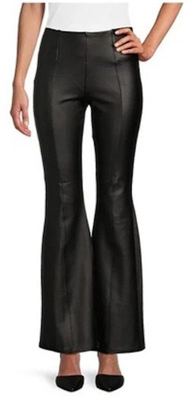 NWT Slim Factor XL Faux Leather Flare Leg Pants Black 128542