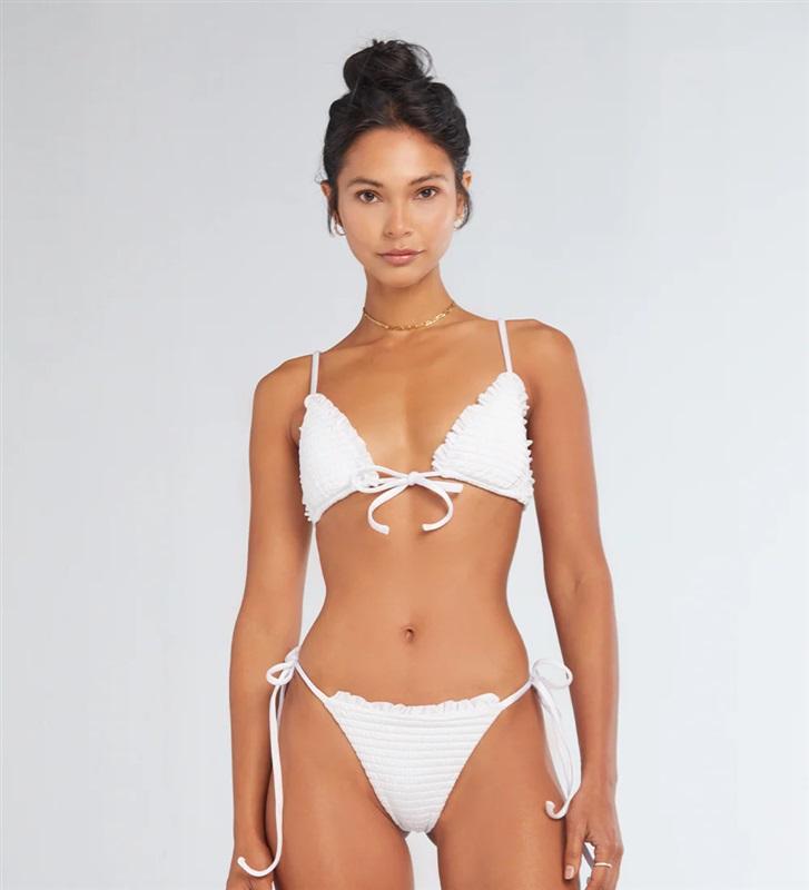 NWT Capittana S Gaia White Waffle Top Tie Front Bikini Top 128547