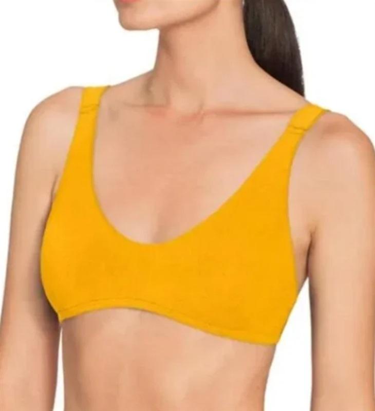 NWOT Robin Piccone Ava XS Yellow Bikini Swim Top 128550