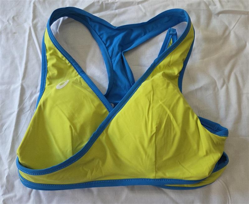 NWOT Asics S Racerback Reversible WRAP Sports Bra Blue Green 128556