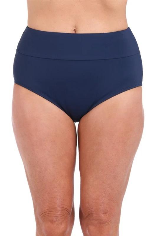 NWT Maxine of Hollywood 8 Solid Wide Band Full Bikini Bottom Blue 128559