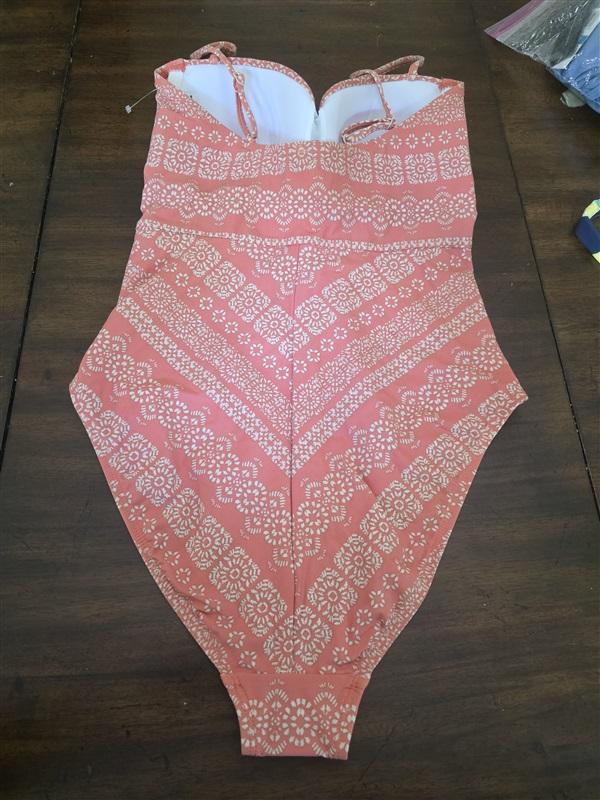 NWOT Robin Piccone 4 Isla Plunge Tie-Front 1PC Swimsuit TerraCotta Orange 128563