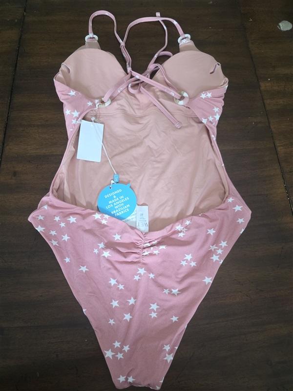 NWT Wet LA XL Rose Stars V Neck Lace Up 1PC Swimsuit 128564