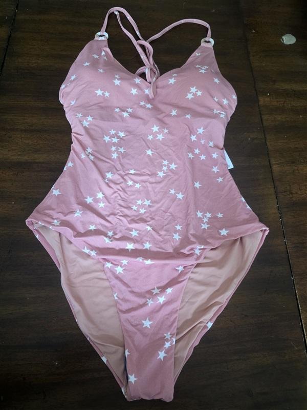 NWT Wet LA XL Rose Stars V Neck Lace Up 1PC Swimsuit 128564