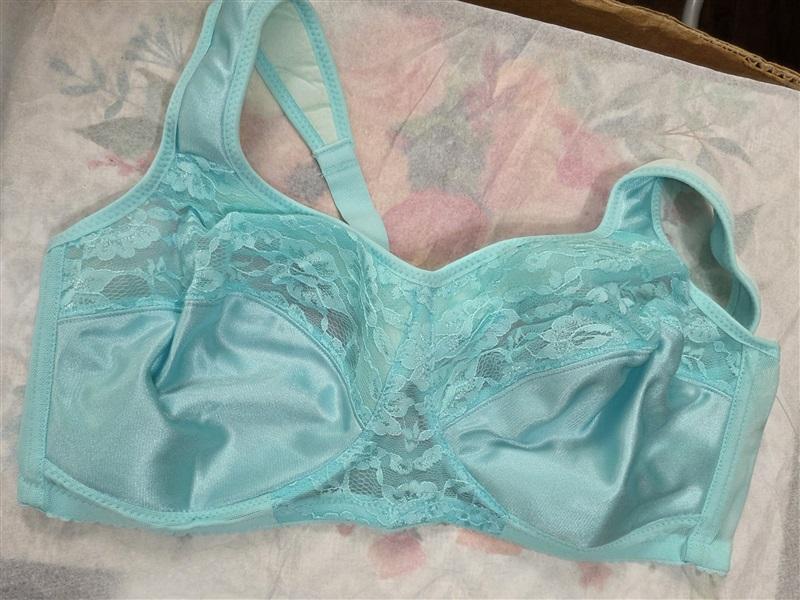 NWT Comfort Choice 40B Soft Cup Lace Back Hook Bra Easy Enhancer Aqua 128578