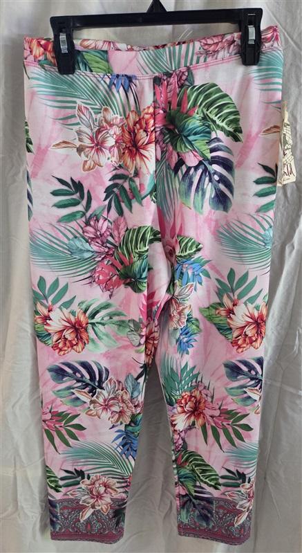 NWT One World XS Charming Art Pink Lace Top Tropical Legging Lounge set 128591