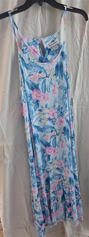 NWT Tommy Bahama XL Sleeveless Maxi Sleep Gown Blue Pink Tropical 128595