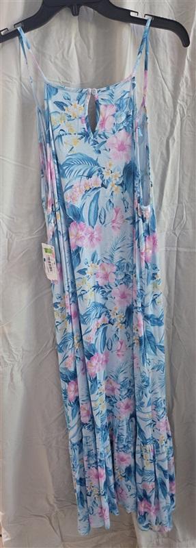 NWT Tommy Bahama XL Sleeveless Maxi Sleep Gown Blue Pink Tropical 128595