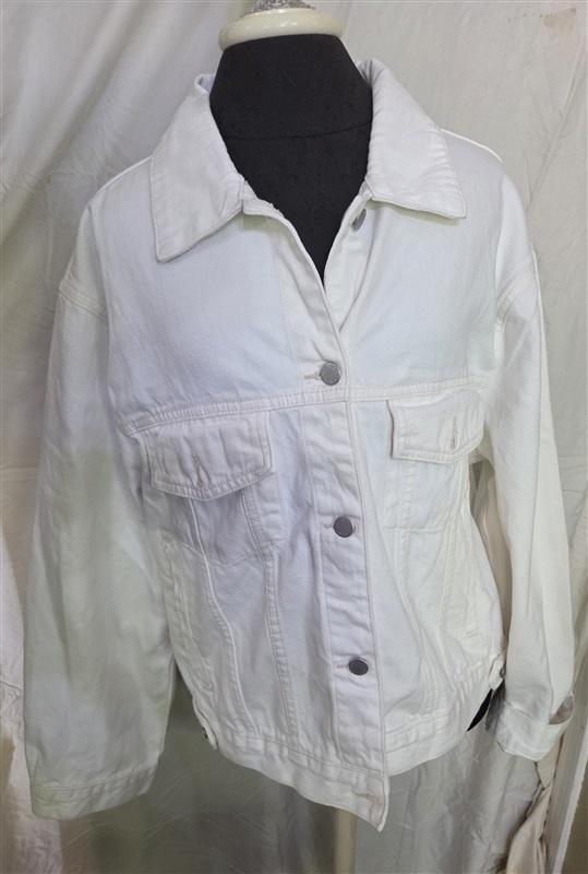 NWT Just USA XL Boyfriend Denim Jean Jacket Off White 128630